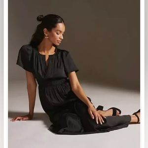 Anthropologie The Somerset Silky Maxi Dress, black, size small